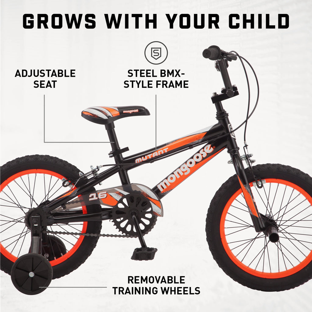 16" Mutant Kid'S BMX Bike, Ages 3 - 5, Black & Orange