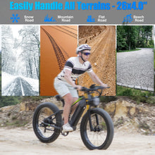 Load image into Gallery viewer, Electric Bike for Adults 26'', 1000W E - Mountain Bike 48V 30/20ah UL2849 Removable Battery, Fat Tire Ebike up to 30MPH Off Road Beach Snow Electric Bicycles Full Suspension &amp; Dual Hydraulic Disc Brakes