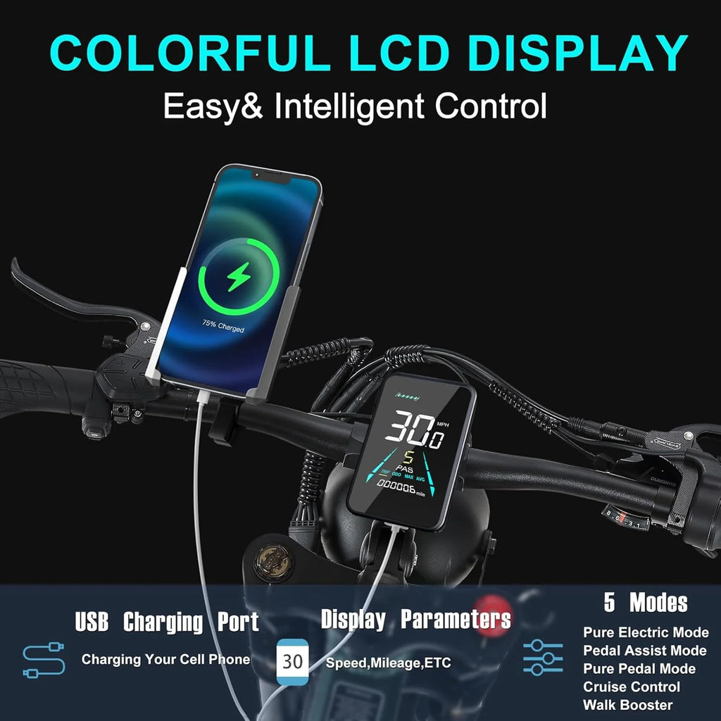 Electric Bike for Adults 26'', 1000W E - Mountain Bike 48V 30/20ah UL2849 Removable Battery, Fat Tire Ebike up to 30MPH Off Road Beach Snow Electric Bicycles Full Suspension & Dual Hydraulic Disc Brakes