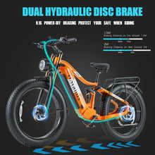 Load image into Gallery viewer, Electric Bike for Adults 26'', 1000W E - Mountain Bike 48V 30/20ah UL2849 Removable Battery, Fat Tire Ebike up to 30MPH Off Road Beach Snow Electric Bicycles Full Suspension &amp; Dual Hydraulic Disc Brakes