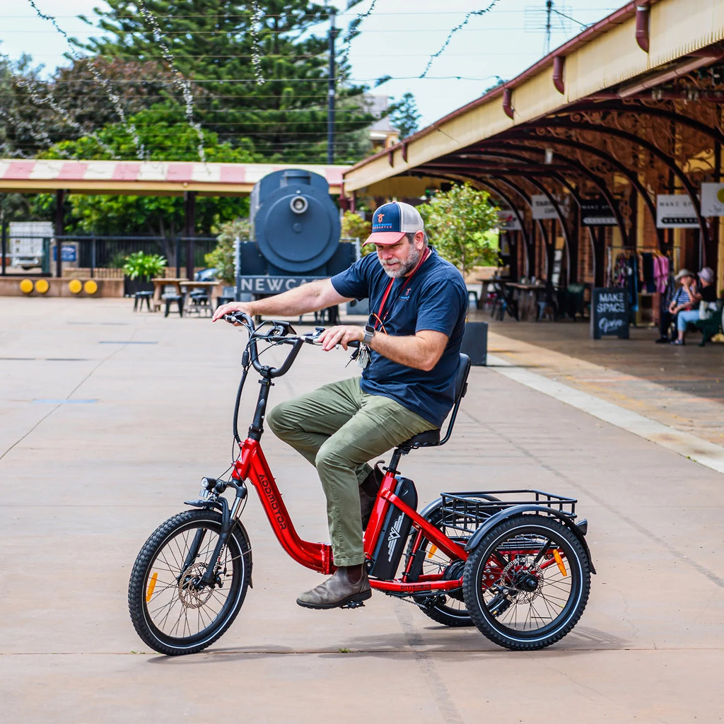 Addmotor Folding Electric Trike, 90MI Electric Tricycle for Adults, 750W 48V 20ah, CITYTRI 3 Wheel Electric Bikes, Step - Thru Etrike with Rear Speed Differential & Parking Brake, E - 310 Plus Red