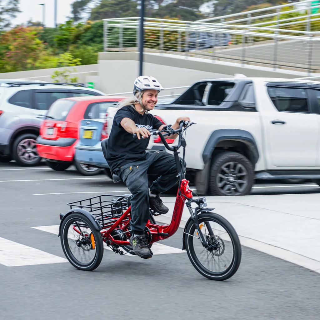Addmotor Folding Electric Trike, 90MI Electric Tricycle for Adults, 750W 48V 20ah, CITYTRI 3 Wheel Electric Bikes, Step - Thru Etrike with Rear Speed Differential & Parking Brake, E - 310 Plus Red