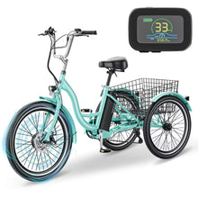 Load image into Gallery viewer, Docred 24" Electric Tricycle for Adults &amp; Seniors, 7 Speed 3 Wheel E - Bike with Large Basket/Low - Step Through Frame, 350W Motor 36V/10.4AH Lithium Bettery, 15.5MPH