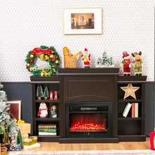 Load image into Gallery viewer, 70" Fireplace Mantel TV Stand with Storage Shelves, Freestanding Wood Media Console for 28.5" Fireplace Insert, Living Room &amp; Bedroom