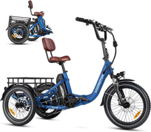 Load image into Gallery viewer, Addmotor Folding Electric Trike, 90MI Electric Tricycle for Adults, 750W 48V 20ah, CITYTRI 3 Wheel Electric Bikes, Step - Thru Etrike with Rear Speed Differential &amp; Parking Brake, E - 310 Plus Red