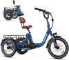Addmotor Folding Electric Trike, 90MI Electric Tricycle for Adults, 750W 48V 20ah, CITYTRI 3 Wheel Electric Bikes, Step - Thru Etrike with Rear Speed Differential & Parking Brake, E - 310 Plus Red