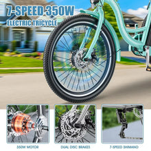 Load image into Gallery viewer, Docred 24" Electric Tricycle for Adults &amp; Seniors, 7 Speed 3 Wheel E - Bike with Large Basket/Low - Step Through Frame, 350W Motor 36V/10.4AH Lithium Bettery, 15.5MPH