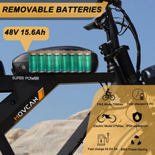 Load image into Gallery viewer, Movcan V30 Electric Bike for Adult, 1000W 20" Fat Tire 48V 15.6AH Removable Battery, 28MPH 7 - Speed Disc Brake Off - Road Mountain Ebike UL2849