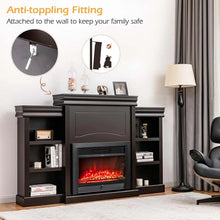 Load image into Gallery viewer, 70" Fireplace Mantel TV Stand with Storage Shelves, Freestanding Wood Media Console for 28.5" Fireplace Insert, Living Room &amp; Bedroom