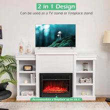 Load image into Gallery viewer, 70" Fireplace Mantel TV Stand with Storage Shelves, Freestanding Wood Media Console for 28.5" Fireplace Insert, Living Room &amp; Bedroom