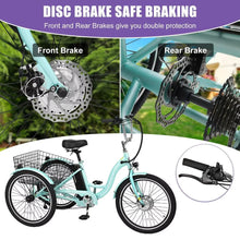 Load image into Gallery viewer, Docred 24" Electric Tricycle for Adults &amp; Seniors, 7 Speed 3 Wheel E - Bike with Large Basket/Low - Step Through Frame, 350W Motor 36V/10.4AH Lithium Bettery, 15.5MPH