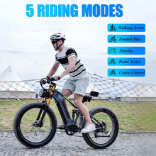 Load image into Gallery viewer, Electric Bike for Adults 26'', 1000W E - Mountain Bike 48V 30/20ah UL2849 Removable Battery, Fat Tire Ebike up to 30MPH Off Road Beach Snow Electric Bicycles Full Suspension &amp; Dual Hydraulic Disc Brakes