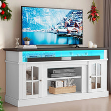 Load image into Gallery viewer, Dextrus Farmhouse LED TV Stand for Tvs up to 65'', Wood TV Media Console Entertainment Center for Living Room, White