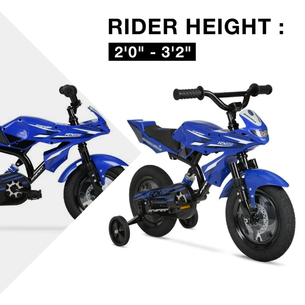 12" Hyper Speed Bike, Childs Bicycle; Kids Ages 2 - 4 Years Old, Blue, Character Group: Speed