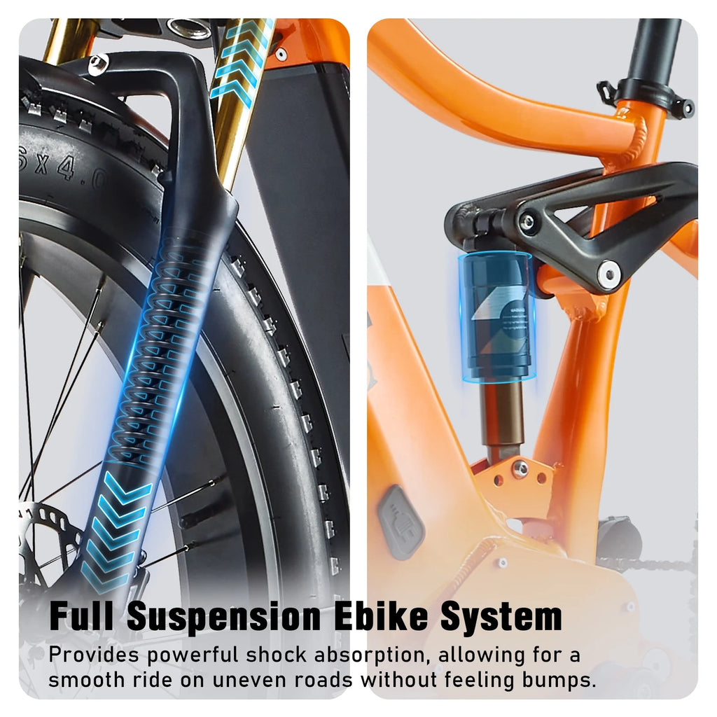 Electric Bike for Adults 26'', 1000W E - Mountain Bike 48V 30/20ah UL2849 Removable Battery, Fat Tire Ebike up to 30MPH Off Road Beach Snow Electric Bicycles Full Suspension & Dual Hydraulic Disc Brakes