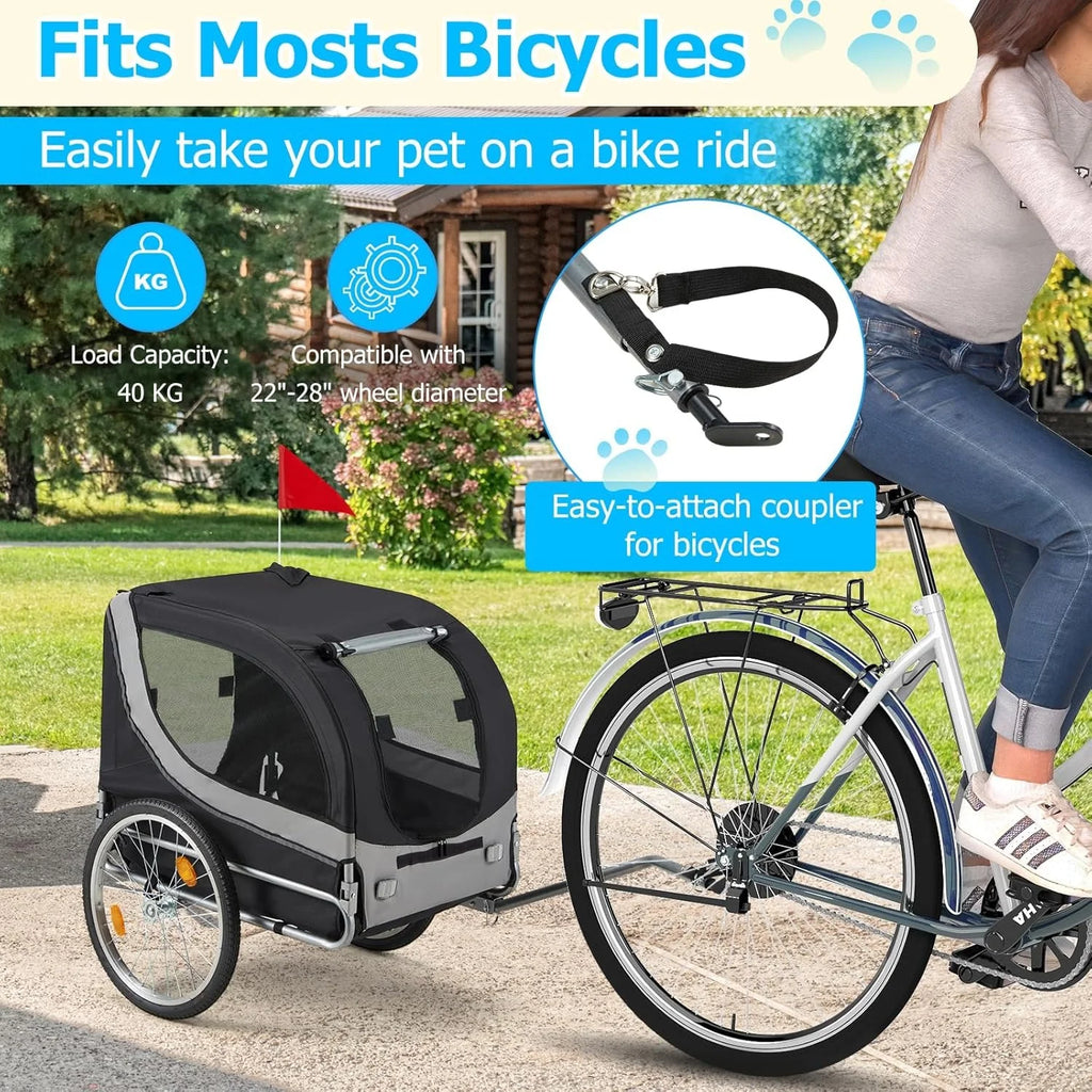 AECOJOY Dog Bike Trailer, Large 55'' Pet Bicycle Carrier for Small and Medium Dogs