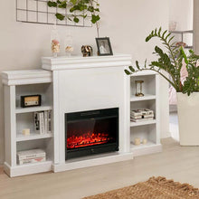 Load image into Gallery viewer, 70" Fireplace Mantel TV Stand with Storage Shelves, Freestanding Wood Media Console for 28.5" Fireplace Insert, Living Room &amp; Bedroom