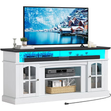 Load image into Gallery viewer, Dextrus Farmhouse LED TV Stand for Tvs up to 65'', Wood TV Media Console Entertainment Center for Living Room, White