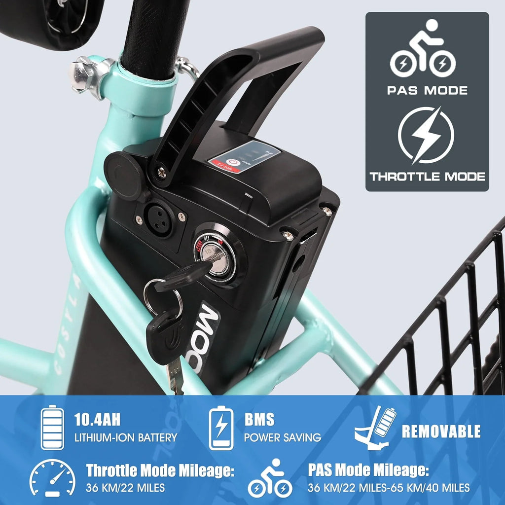 Docred 24" Electric Tricycle for Adults & Seniors, 7 Speed 3 Wheel E - Bike with Large Basket/Low - Step Through Frame, 350W Motor 36V/10.4AH Lithium Bettery, 15.5MPH