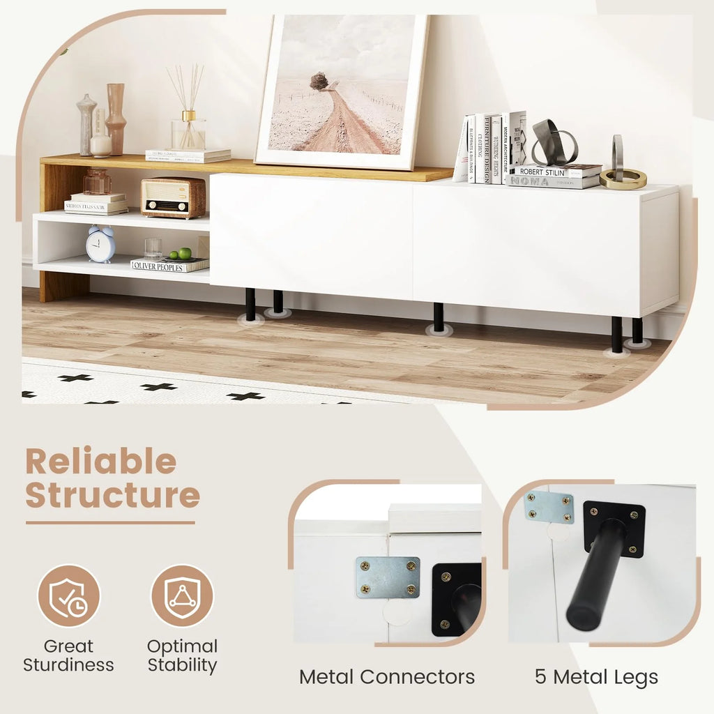 Tangkula Modern TV Stand for 80 Inches TVs with Storage Shelves and Cabinets