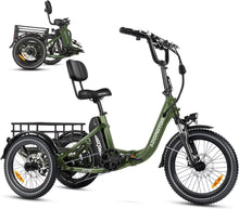 Load image into Gallery viewer, Addmotor Folding Electric Trike, 90MI Electric Tricycle for Adults, 750W 48V 20ah, CITYTRI 3 Wheel Electric Bikes, Step - Thru Etrike with Rear Speed Differential &amp; Parking Brake, E - 310 Plus Red