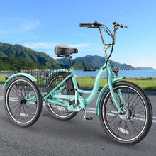 Load image into Gallery viewer, Docred 24" Electric Tricycle for Adults &amp; Seniors, 7 Speed 3 Wheel E - Bike with Large Basket/Low - Step Through Frame, 350W Motor 36V/10.4AH Lithium Bettery, 15.5MPH
