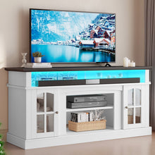 Load image into Gallery viewer, Dextrus Farmhouse LED TV Stand for Tvs up to 65'', Wood TV Media Console Entertainment Center for Living Room, White