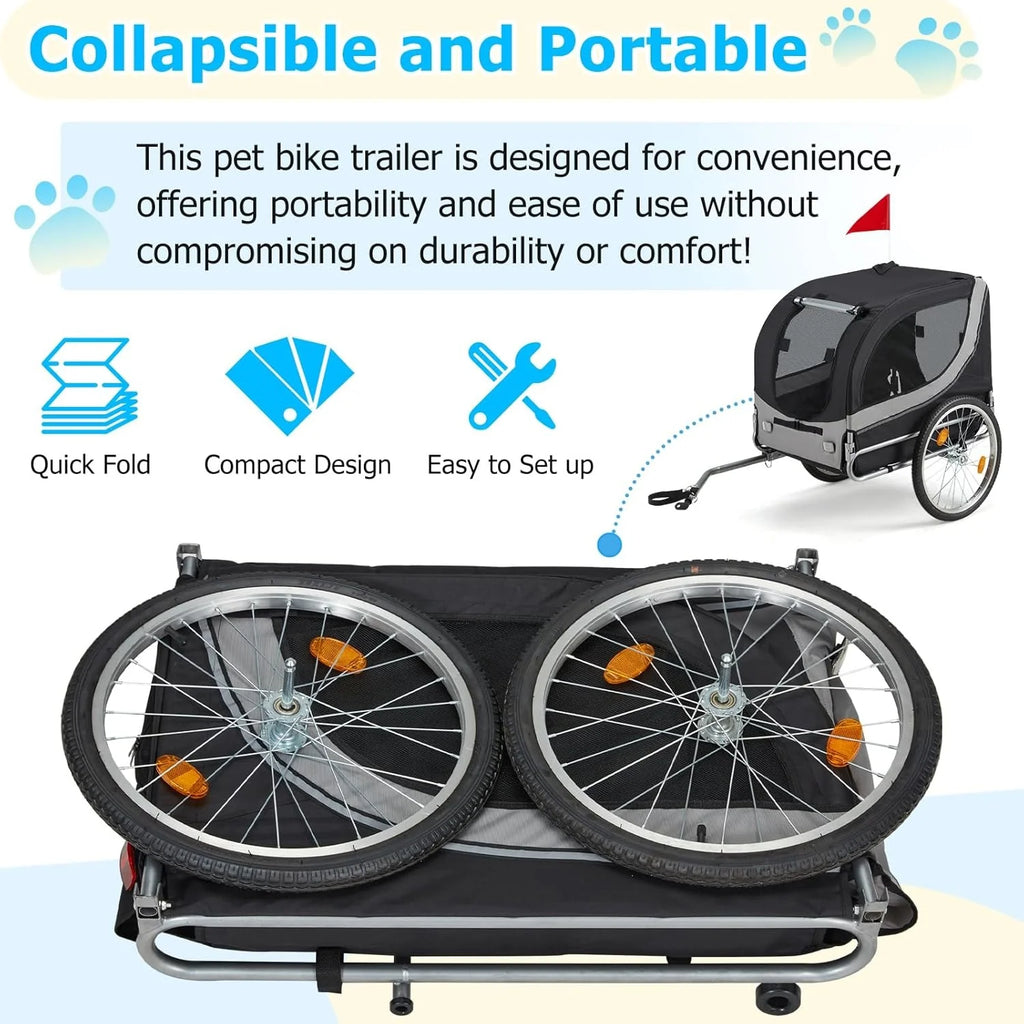 AECOJOY Dog Bike Trailer, Large 55'' Pet Bicycle Carrier for Small and Medium Dogs