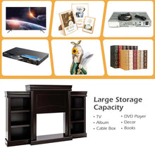 Load image into Gallery viewer, 70" Fireplace Mantel TV Stand with Storage Shelves, Freestanding Wood Media Console for 28.5" Fireplace Insert, Living Room &amp; Bedroom