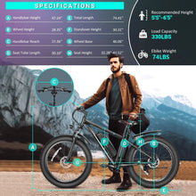 Load image into Gallery viewer, Gocio 26" 4.0 Fat Tire Electric Bike for Adults, 500W Adults E Bike, 48V 13ah Removable Li - Ion Battery, Professional 7 - Speed, Electric Mountain Bicycle Beach Bike Snow Bike Ebike for Men