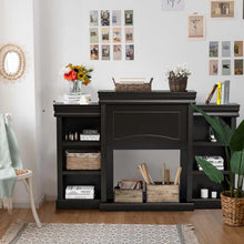 Load image into Gallery viewer, 70" Fireplace Mantel TV Stand with Storage Shelves, Freestanding Wood Media Console for 28.5" Fireplace Insert, Living Room &amp; Bedroom