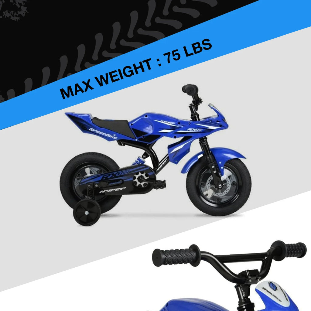 12" Hyper Speed Bike, Childs Bicycle; Kids Ages 2 - 4 Years Old, Blue, Character Group: Speed
