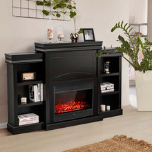 Load image into Gallery viewer, 70" Fireplace Mantel TV Stand with Storage Shelves, Freestanding Wood Media Console for 28.5" Fireplace Insert, Living Room &amp; Bedroom
