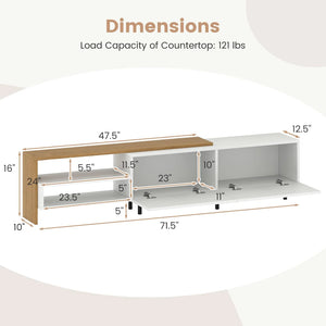 Tangkula Modern TV Stand for 80 Inches TVs with Storage Shelves and Cabinets