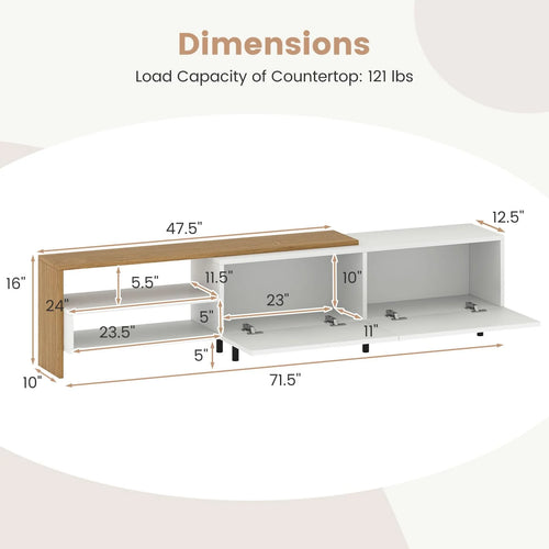 Tangkula Modern TV Stand for 80 Inches TVs with Storage Shelves and Cabinets