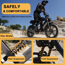 Load image into Gallery viewer, Movcan V30 Electric Bike for Adult, 1000W 20" Fat Tire 48V 15.6AH Removable Battery, 28MPH 7 - Speed Disc Brake Off - Road Mountain Ebike UL2849