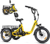 Addmotor Folding Electric Trike, 90MI Electric Tricycle for Adults, 750W 48V 20ah, CITYTRI 3 Wheel Electric Bikes, Step - Thru Etrike with Rear Speed Differential & Parking Brake, E - 310 Plus Red