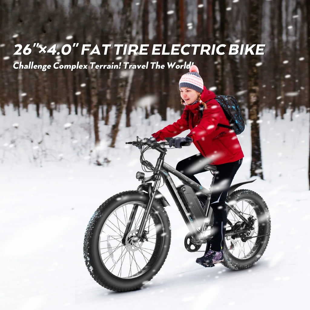 Gocio 26" 4.0 Fat Tire Electric Bike for Adults, 500W Adults E Bike, 48V 13ah Removable Li - Ion Battery, Professional 7 - Speed, Electric Mountain Bicycle Beach Bike Snow Bike Ebike for Men