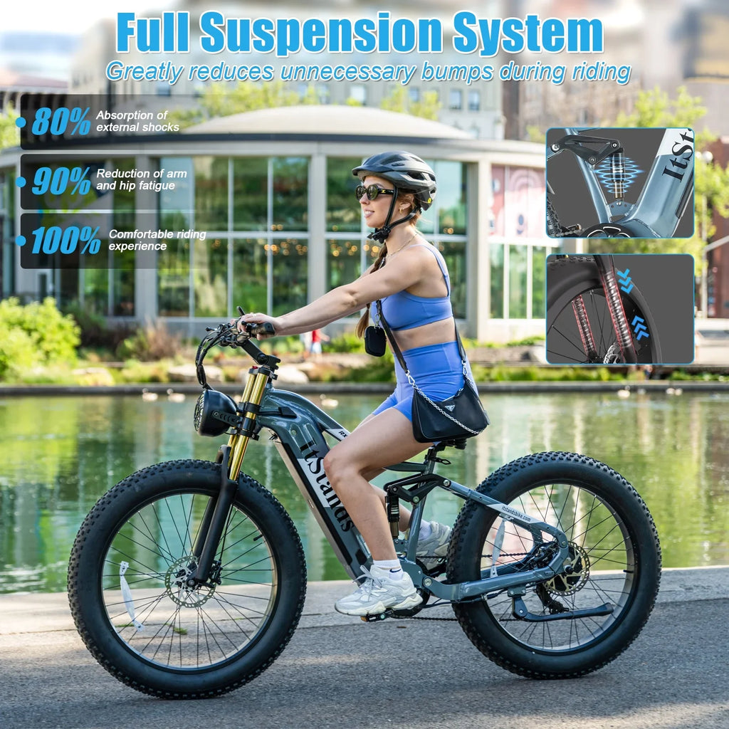 Electric Bike for Adults 26'', 1000W E - Mountain Bike 48V 30/20ah UL2849 Removable Battery, Fat Tire Ebike up to 30MPH Off Road Beach Snow Electric Bicycles Full Suspension & Dual Hydraulic Disc Brakes