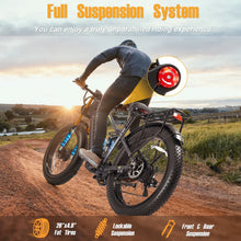 Load image into Gallery viewer, Electric Bike for Adults 26'', 1000W E - Mountain Bike 48V 30/20ah UL2849 Removable Battery, Fat Tire Ebike up to 30MPH Off Road Beach Snow Electric Bicycles Full Suspension &amp; Dual Hydraulic Disc Brakes